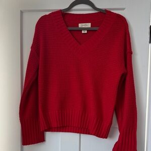 Jessica Simpson Bold Red V-Neck Sweater